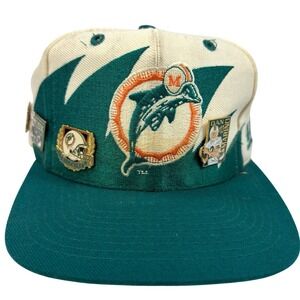 Vintage 90s Miami Dolphins Sharktooth Snapback Hat‎ Logo Athletic NFL Teal RARE